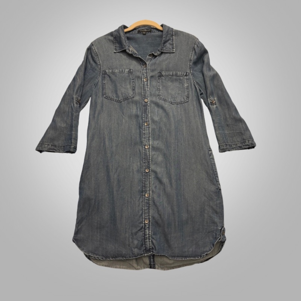 Velvet Heart Tencel Denim Shirt Dress Small Chambray Button Front - Picture 5 of 7